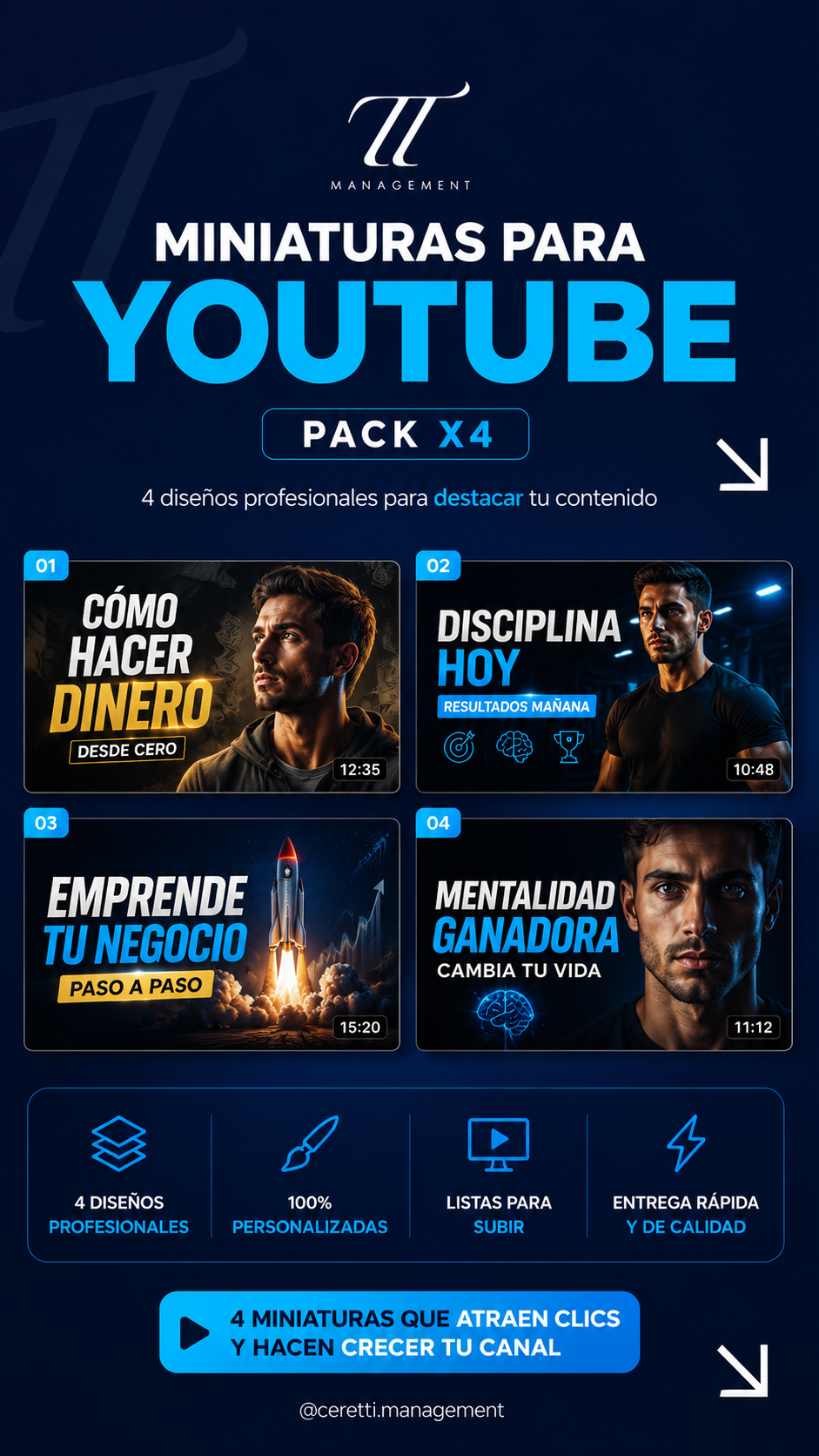 Miniatura para Youtube (Pack x4)